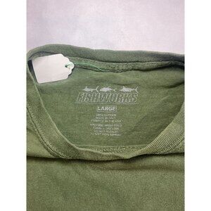 Fishworks Performance Sage Green Graphic Tee Swordfish Skeleton Shirt Size Large